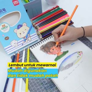 Deli Coloring Pencil / Pensil Warna 12/24/36 Warna Hexagonal Oil-Based Desain Kartun 7016 701X