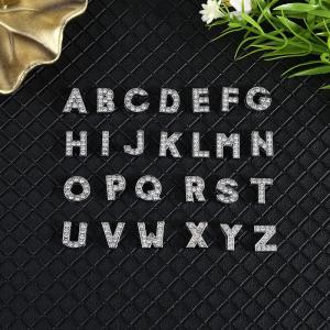 26Pcs 3D Silver Letters Nail Art Charms 8mm Luxury A-Z Alphabet with Rhinestones Nails Decorations Engilish Letter DIY Accessory