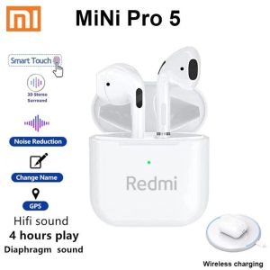 ♥100% ผลิตภัณฑ์ดั้งเดิม + Gratis Ongkir♥REDMI Pro5 TWS หูฟังไร้สายการควบคุมแบบสัมผัสเข้ากันได้บลูทูธหูฟัง5.0กันน้ำชุดหูฟังพร้อมไมโครโฟนสำหรับหูฟัง iPhone Pro5 Xiaomi