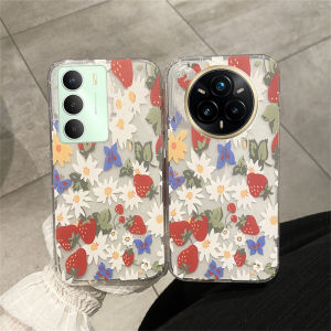 Hot Casing Realme C75x C75 Realme 14X 14 Pro+ 13+ 13 Pro+ Plus 5G 4G New Colorful Retro Fresh Fashion Strawberry Flower Phone Case Anti-fall Shockproof Soft Cover 2025