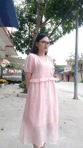 VAY BẦU CÔNG SỞ MÙA HÈ DÁNG SUÔNG DÀI- VÁY BẦU THIẾT KẾ KẺ NGANG MÀU SẮC TRẺ TRUNG VẢI MỀM MÁT