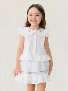 Marc&Janie | French Countryside Cotton Summer Dress Set with Peter Pan Collar