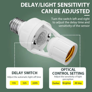 360 Degrees PIR Human Induction Motion Sensor LED Night Lamp Socket Base E27 AC 110V-220V Delay Time Adjustable Switch