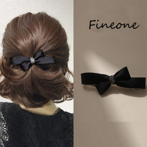 เครื่องประดับผมกิ๊ฟหนีบผมโบว์ประดับพลอยเทียมสีดำใหม่1ชิ้นคลิปสปริงหมวกกันน็อคที่สง่างามเรียบง่ายสำหรับเด็กผู้หญิง