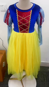 Váy đầm công chúa Bạch Tuyết thu đông cho bé gái Váy Bạch Tuyết vải nhung Halloween