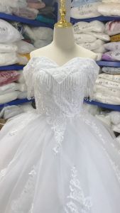 GAUN WEDDING / GAUN PERNIKAHAN WANITA / DRESS PENGANTIN PUTIH SABRINA / GAUN PENGANTIN BRUKAT ELEGANT MUTIARA