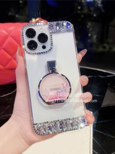 Full Cover Diamond Glitter Apple 16Promax Phone Case Womens Style Protective Shell with Stand Anti-Fall for Apple 16 pro