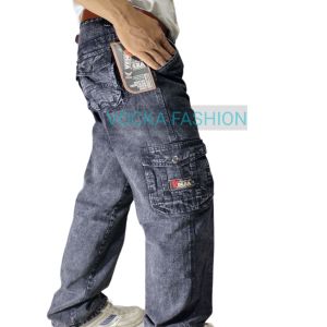 Celana Panjang Cargo Snow Wash Bahan Denim VOCKA