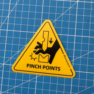 Pinch Points. Sharp Smash Drill. Triangle Sticker Sign Warning Caution Danger Signage Safety Label. Hand Hazard Finger.