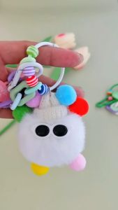 Plush Keychain Elf Rex Rabbit Hair Pendant Imitation Plush Pendant Coal Ball Colorful Cute Creative Bag Pendants