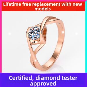 KAFANDENG | D Color Moissanite Ring Heart Lightweight Luxe 18K Rose Gold 1 Carat