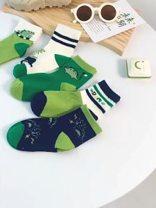 (5 PASANG) KAOS KAKI KOREA 1-5THN  ANKLE SOCKS/Kelinci/Beruang/Lotus/Harimau  MATA KAKI  MOTIF KARAKTER Bunga /Dino B382-387