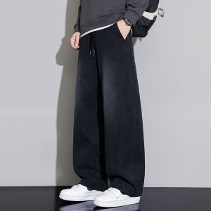 Wood soon | Retro Washed Patchwork Loose Straight Jeans Mens Winter