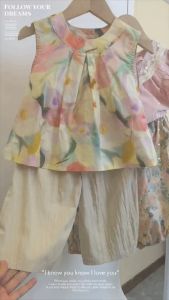 Setelan Anak Perempuan Gaya Korea: Setelan Anak Atasan Tanpa Lengan Set Musim Panas Yang Lucu Dan Manis 1-7 Tahun Kaos Bermotif Bunga Lengan Pendek Setelan Anak-Anak