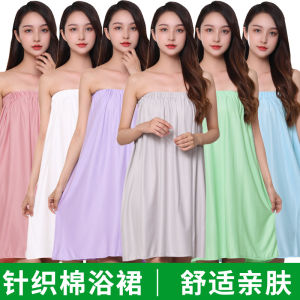 Váy Tắm Dệt Kim Cotton Cho Nữ Váy Ngủ Ngực Trùm Ngực Váy Tắm Sauna Váy Tắm Massage Váy Tắm Mùa Hè Váy Tắm Cho Nữ