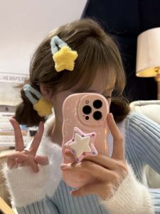 กิ๊บติดผมรูปดาวขนนุ่มสีสันสดใสสไตล์เกาหลี กิ๊บติดผมด้านข้างสำหรับผมหนา กิ๊บติดผมรูปหัวเข็มขัดสำหรับฤดูหนาว 2025 รุ่นใหม่