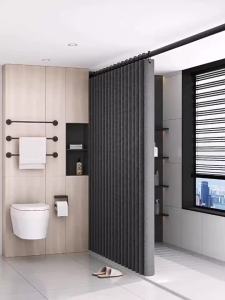 Foldable Magnetic Shower Curtain Waterproof Privacy Bathroom Bathtub Curtain Modern Stylish Shower Curtain for Home Rental Bathr