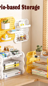 Desk Organizer Storage Rack Bookshelf Desktop Books Magazine File Holder Pen Stationery Shelf Office Home Study Pegboard