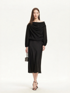 Vero Moda | Autumn New Elastic Hem Glitter Fabric Flounce Elegant Top