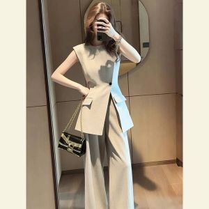 SHANGSHA | Chic Elegant Light Mature Business Casual Suit Vest Set