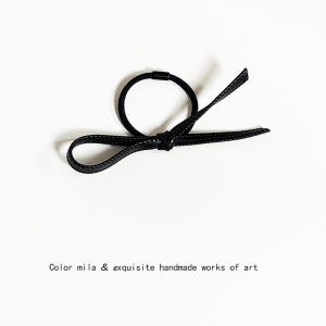 Niche Style French Style Retro PU Leather Bow Hair Rope Sweet Cool Ponytail Classy Minimalist Fancy Headband Hair Accessories Female