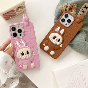 Labubu เคสโทรศัพท์การ์ตูนซิลิโคนนิ่มกันกระแทกสำหรับ iPhone 16 15 14 13 12 Pro Max