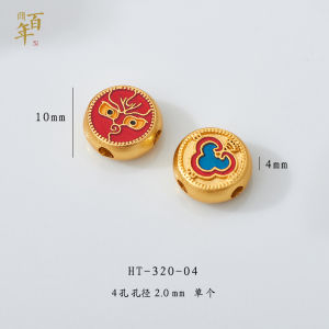 Traditional Sand Gold 4-Hole Five-Color Wealth Attracting Wisdom Eye Lucky Charm Bracelet Spacer Bead Pendant DIY Accessories