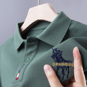 Men Throw Polo Shirt Long Sleeves T-Shirt Middle-Aged War Horse Dad Spring and Autumn Clothes P0lo Pure Cotton Plol Tops Paul