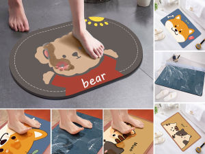 Floor Mat 40-60 cm Bathroom Mat Nordic Style Anti-Slip Fast Dry Mat Pad Kitchen Toilet Bath Pad Non-Slip Mat Carpet Alas Kaki 浴室地垫 地毯