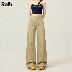 puella | Quần Jeans Xòe Đùi Thấp Màu Khaki Phong Cách Cổ Điển Mùa Hè