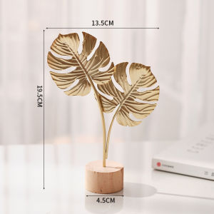 Hoyaa Metal Gold Leaf Sculpture Decor Modern Art Desktop Decoration Creative Statue for Office Table Home Decor