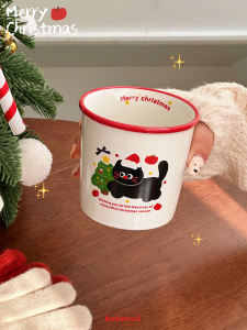 Original Christmas Black Cat Ceramic Mugs Breakfast Coffee Cups High Aesthetic Value Gift Box for Girls Cute Cartoon Style Universal Use 320ml Capacity