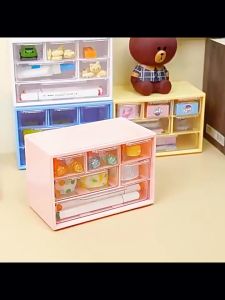 CozE PP Material Desktop Multigrid Stackable Storage Box Transparent White Stationery Storage Box
