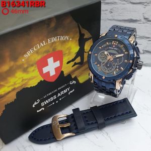 Jam Tangan Pria Sa Army Chrono 6341 Rantai Stainless Mewah Fashion Cowok Elegan Terbaru