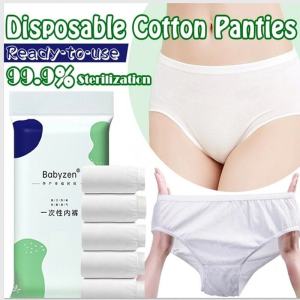 Disposable Travel Panties 5PCS Disposable Women Underwear Cotton Ladies Briefs Panties for Hospital Stays Emergencies