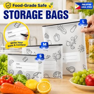 Aitemay 30Pcs Thickened Food‑Grade Reusable Aluminum Foil Ziplock Food Storage Bags Airtight Freezer‑Safe Refrigerator Pouch with Write‑on Labels Large Capacity for Meat Fruits Vegetables S/M/L Mixed Sizes Local Ready Stock
