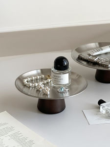 จานหอมระเหยสไตล์เรโทรหรูหรา ทำจากเหล็กไนลอน จานวางเครื่องประดับ จานวางเครื่องสำอาง จานเก็บของในช่องทางเข้าบ้าน