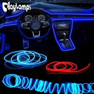 Đèn Nội Thất Xe Hơi Đèn Trang Trí Xung Quanh Dải Đèn Tạo Không Khí Neon Sợi Quang USB Điều Khiển Âm Thanh 7 Màu Nhiều Chế Độ