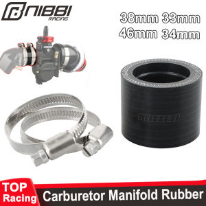NIBBI Motorcycle Carburetor Adapter 33/34/38/46mm Inlet Intake Manifold Rubber Pipe for Honda Yamaha GY6 Engine PWK PE Carburetors Interface