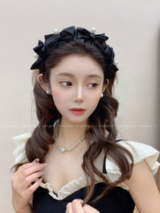 Elegant Butterfly Knot Pearl Headband Womens New 2024 Hepburn Style Hair Accessories Simple Fresh Outrageous Sensation