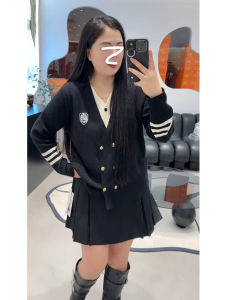 plus Size Womens Korean Style College Fashion Double Button Sweater Winter Slimming Inner Knitted Shirt V Neck Long Sleeve