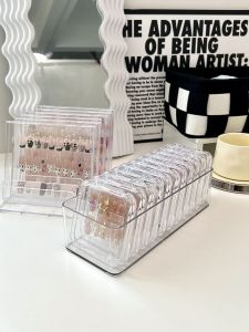Wear Nail Storage Box Long Narrow Transparent Acrylic Small Classy Fake Nail Tip Packaging Storage Manicure Storage Basket