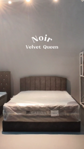 BETTY NOIR Queen King Divan Bed Frame Murah Velvet Fabric Luxury Solid Wood