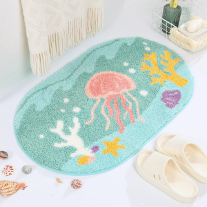 VIKAMA Underwater World Jellyfish Mat Soft Water Absorbent Anti Slip Fluffy Bath Mat For Bathroom Bedroom Home Decoration
