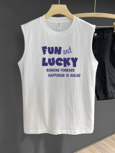 ฤดูร้อนผู้ชายที่ไม่มีสายหนังวิ่งเสื้อกั๊กหลวมพอดีผ้าฝ้ายเสื้อยืดสไตล์ฮ่องกงInsอินเทรนด์ขนาดใหญ่ระบายอากาศสวมใส่ทุกวัน