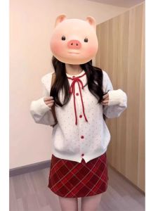 Red Autumn Winter Dress Set Christmas Atmosphere Clothing New Year Celebration Outfit High Waist A-Line Skirt Zipper Detail