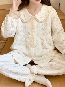 Áo Ngủ Cotton Pha Không Dệt Air Cotton Cho Bà Bầu Cho Bé Bú Mùa Thu Đông Cotton Nguyên Chất Tháng 10 Quần Áo Mặc Nhà Cho Bà Bầu