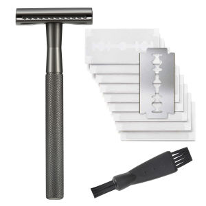 Safety Razor with Brass Weighted Handle and 5 Double Edge Safety Blade RefillsSingle Blade Razor for Men Designed for Coarse
