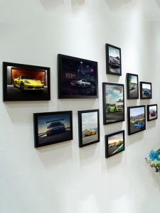 Porsche Car Poster Wall Decor Frame Combination No Drilling Simple Modern Living Room Dormitory Decoration Rectangle Shape PS Material