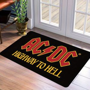 Thảm Trải Sàn AC/DC Highway To Hell Welcome Mat Màu Đen Chống Trượt Trong Nhà Ngoài Trời Thảm Trải Sàn Lối Vào Chống Vi Khuẩn Chống Phai Màu Tatting Craft